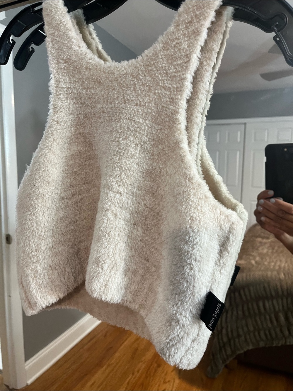 Palm Angels Knit Fleecy Cropped Tank Top